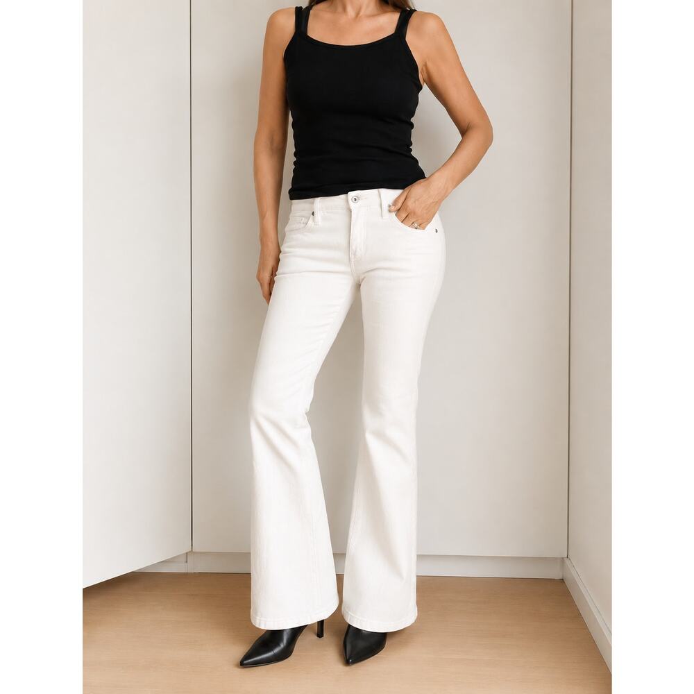 Y2K Low Rise Corduroy Flared Pants Off White Size 29 low Fit Wide legs Fall